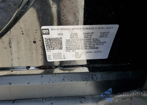 2025 Chevrolet Equinox Lt from USA, damaged, VIN 3GNAXHEG0SL230848
